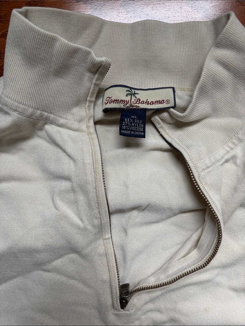 Tommy Bahama Cream Quarter-Zip Pullover Sweater